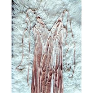 Adjustable Dusty Pink Velvet maxi dress w/ slit